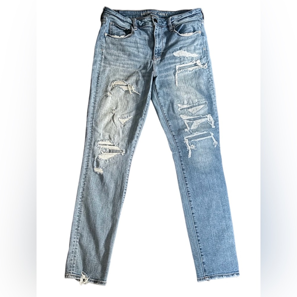 American Eagle High Rise Skinny Distressed Jeans, Size 12 Long